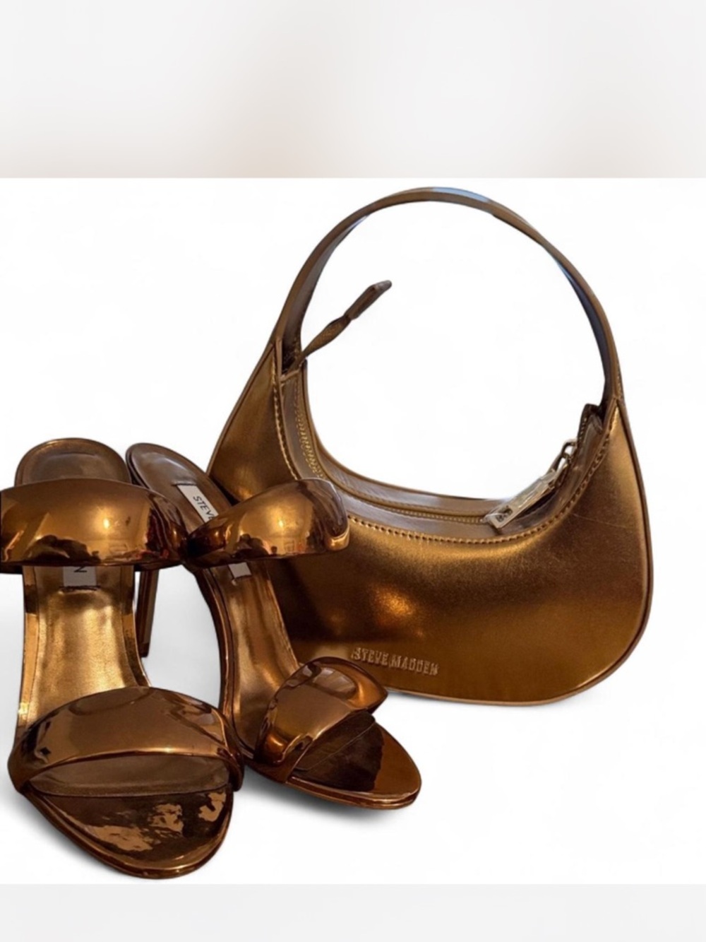 Steve Madden Bronze Metallic Sandal & Mini Shoulder Bag Set